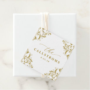 Elegante Vintage-Gold-Hochzeits-Geschenkanhänger Geschenkanhänger