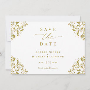 Elegante Vintage-Gold-Klassische-Hochzeit Save The Date