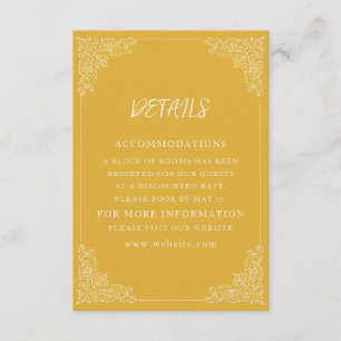 Elegante Vintage-Gold-Weiß-Hochzeitsdetails Begleitkarte