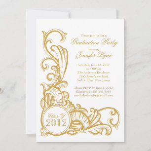 Elegante Vintage GoldAbschluss-Party Einladung