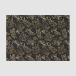 Elegante Vintage Goldcrolls auf schwarzem Imitat M Seidenpapier