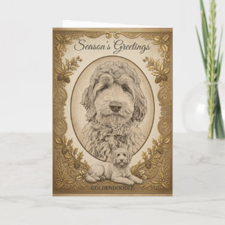 • Elegante Vintage-Goldendoodles Weihnachtsgrüße Feiertagskarte