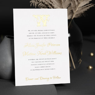 Elegante vintage goldfolie-monogramm formelle Hoch Folieneinladung