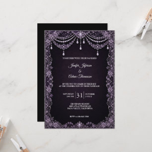 Elegante Vintage-Gotik-Hochzeit Halloween Einladung