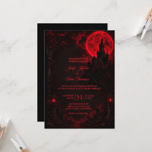 Elegante Vintage-Gotik-Hochzeit Halloween Einladung
