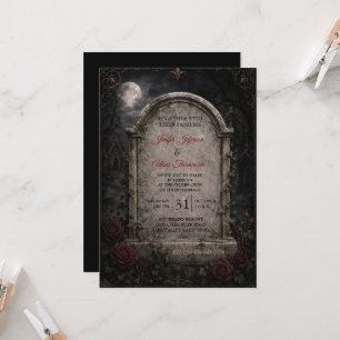 Elegante Vintage-Gotik-Hochzeit Halloween Einladung