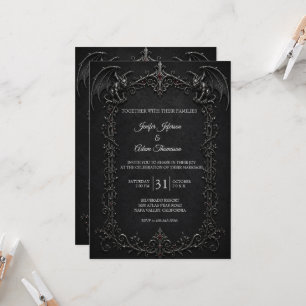 Elegante Vintage-Gotik-Hochzeit Halloween Einladung