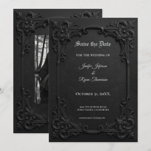 Elegante Vintage-Gotik-Hochzeit Save-the-Date-Kart Ankündigung