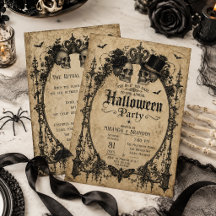 Elegante Vintage-Gotik-Schädel-Halloween-Party