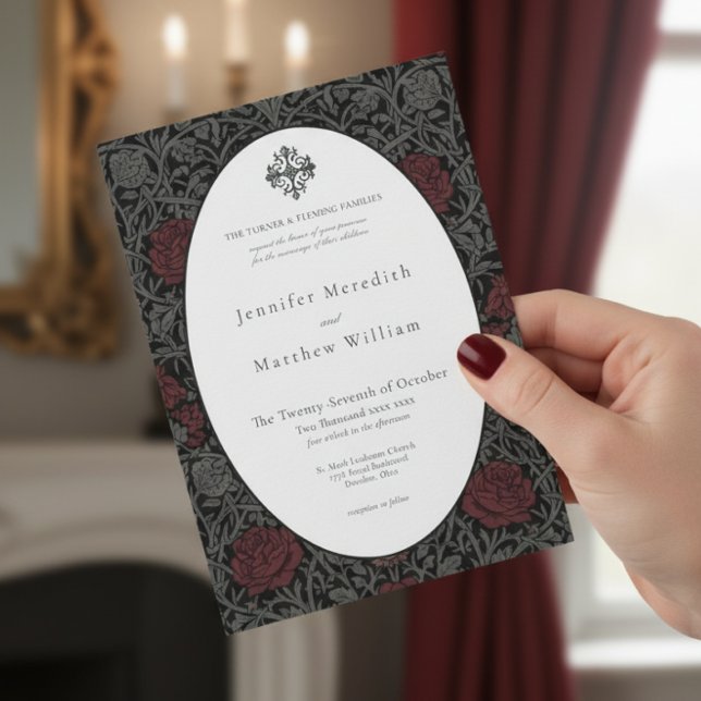 Elegante Vintage gotische Moody Botanische Hochzei Einladung (Elegant Vintage Gothic Moody Botanical Wedding Invitation)