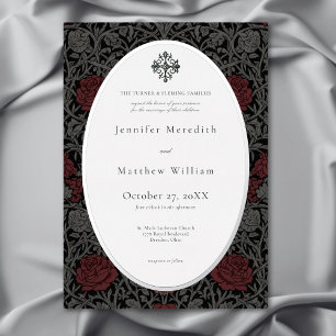 Elegante Vintage gotische Moody Botanische Hochzei Folieneinladung