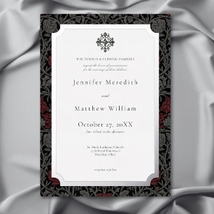 Elegante Vintage gotische Moody Botanische Hochzei Folieneinladung
