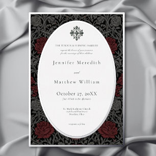 Elegante Vintage gotische Moody Botanische Hochzei Folieneinladung