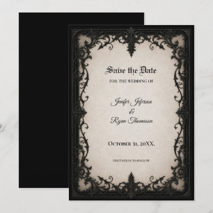Elegante Vintage-Gotische Save-the-Date-Hochzeitse Einladung