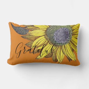 Elegante Vintage Grateful Sonnenblume Solid Orange Lendenkissen