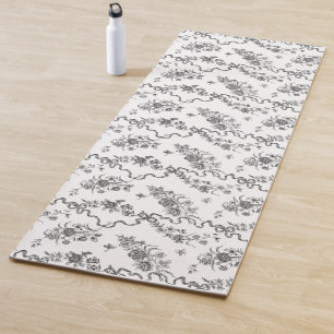 Elegante Vintage Gravierschwarze Rose und Ribbons Yogamatte