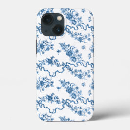 Elegante Vintage, gravierte blaue Rose und Ribbons Case-Mate iPhone Hülle