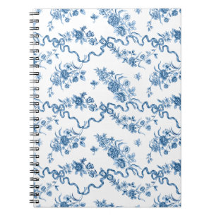 Elegante Vintage, gravierte blaue Rose und Ribbons Notizblock