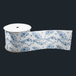 Elegante Vintage, gravierte blaue Rose und Ribbons Satinband<br><div class="desc">Elegant und romantisch blau eingeprägte Vintage Rose,  Blume,  Weinberge,  Blätter und Schmetterlinge mit Bändern und Bögen verwoben auf einem weißen Hintergrund.</div>