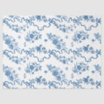Elegante Vintage, gravierte blaue Rose und Ribbons Seidenpapier<br><div class="desc">Elegant und romantisch blau eingeprägte Vintage Rose,  Blume,  Weinberge,  Blätter und Schmetterlinge mit Bändern und Bögen verwoben auf einem weißen Hintergrund.</div>