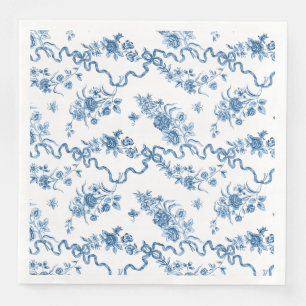 Elegante Vintage, gravierte blaue Rose und Ribbons Serviette