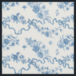 Elegante Vintage, gravierte blaue Rose und Ribbons Stoff<br><div class="desc">Elegant und romantisch blau eingeprägte Vintage Rose,  Blume,  Weinberge,  Blätter und Schmetterlinge mit Bändern und Bögen verwoben auf einem weißen Hintergrund.</div>