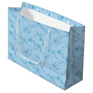 Elegante Vintage Gravur Blue Rose und Ribbons La Große Geschenktüte