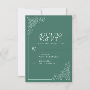 Elegante Vintage Grüne Hochzeit RSVP Karte