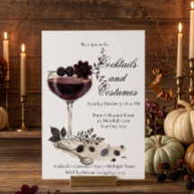 Elegante Vintage-Halloween-Cocktail-Karte Einladun