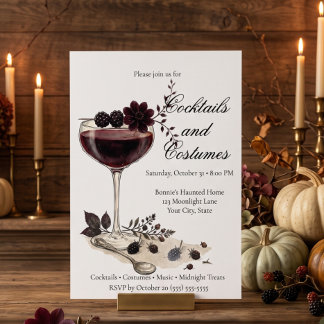Elegante Vintage-Halloween-Cocktail-Karte Einladun Einladung