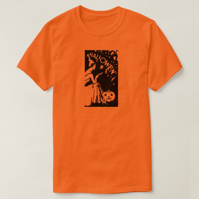 Elegante Vintage Halloween-Lady mit Maske T-Shirt (Design vorne)