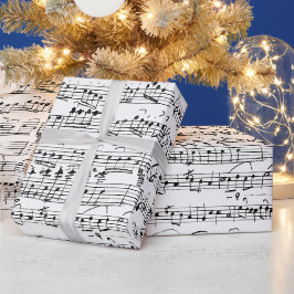 Elegante Vintage handgeschriebene Blatt-Musiknoten Geschenkpapier