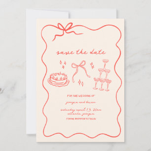 Elegante Vintage-Handgezeichnete Save-The-Date-Kar Feiertagskarte