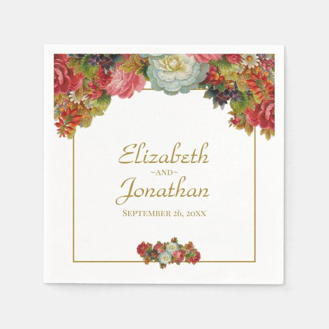 Elegante Vintage Herbstblütenhochzeit Serviette (Vorderseite)
