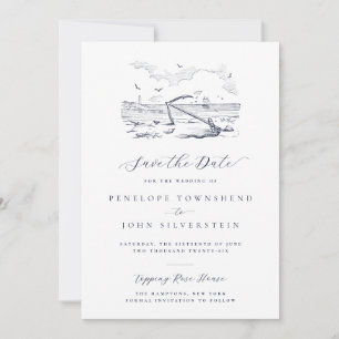 Elegante Vintage Hochzeit am Strand Save The Date