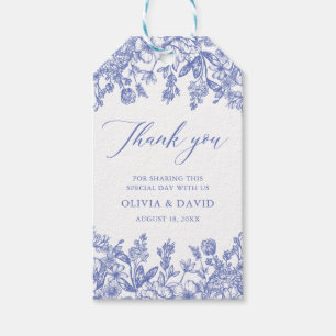 Elegante Vintage Hochzeit der Blauen Flora Geschenkanhänger