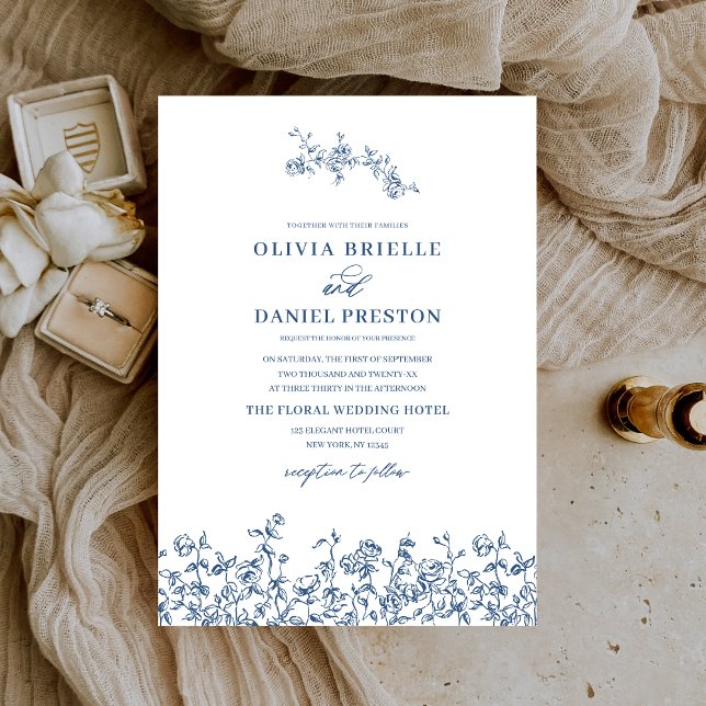 Elegante Vintage Hochzeit der Blauen Seenot Einladung (Von Creator hochgeladen)