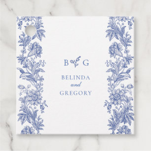 Elegante Vintage Hochzeit der französischen Blauen Geschenkanhänger