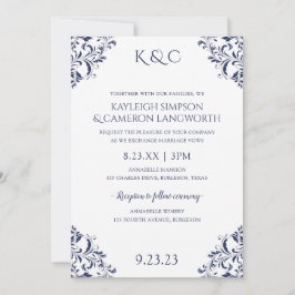 Elegante Vintage Hochzeit Einladung | Marine 2