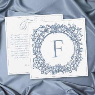 Elegante Vintage-Hochzeit im blauen Garten mit Wap Dankeskarte