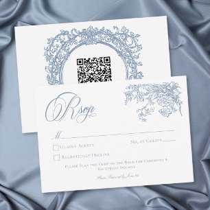 Elegante Vintage-Hochzeit im blauen Garten mit Wap RSVP Karte
