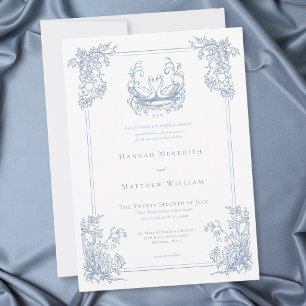 Elegante Vintage-Hochzeit im Garten mit blauem Sch Einladung
