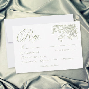 Elegante Vintage-Hochzeit im grünen Garten mit Wap RSVP Karte