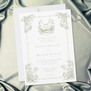 Elegante Vintage-Hochzeit im Grünen mit Schwanenwa Einladung