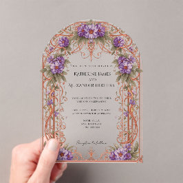 Elegante Vintage Hochzeit im Jugendstil Acryleinladungen