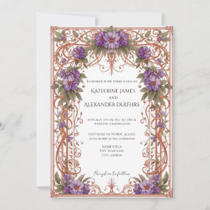 Elegante Vintage Hochzeit im Jugendstil Einladung