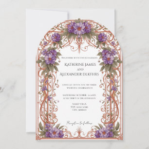 Elegante Vintage Hochzeit im Jugendstil Einladung