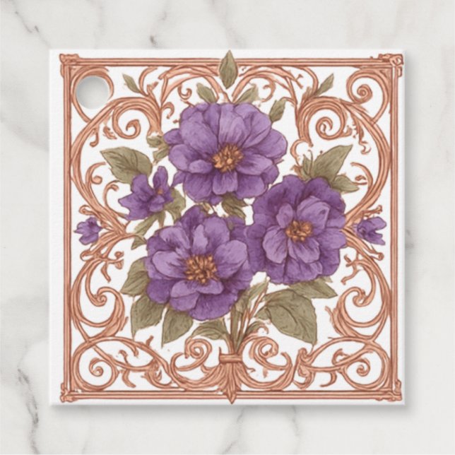 Elegante Vintage Hochzeit im Jugendstil Geschenkanhänger (Vorderseite)