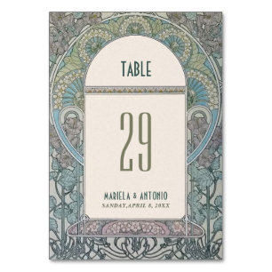 Elegante Vintage Hochzeit im Jugendstil Tischnummer
