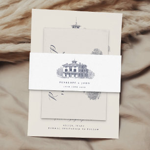 Elegante Vintage-Hochzeit in einer italienischen V Einladungsbanderole